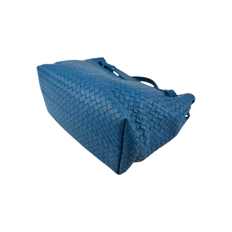 Bottega Veneta Blue Intrecciato Woven Nappa Leather Seamless Garda Tote Bag
