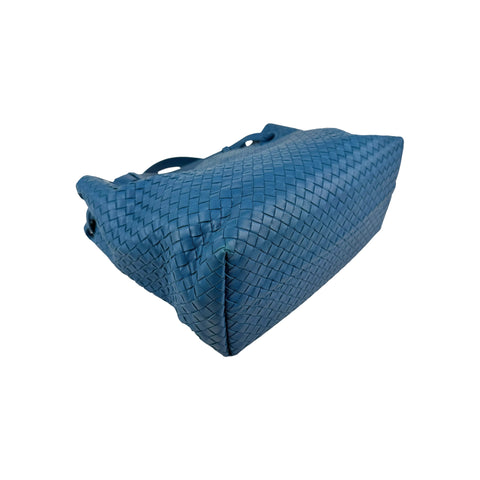 Bottega Veneta Blue Intrecciato Woven Nappa Leather Seamless Garda Tote Bag