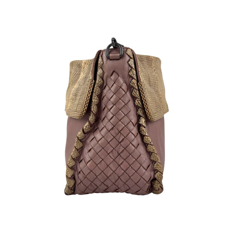 Bottega Veneta Intrecciato Leather and Karung Leather Shoulder Bag