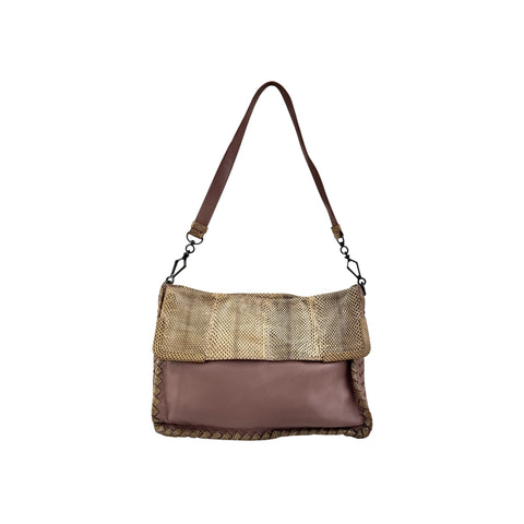 Bottega Veneta Intrecciato Leather and Karung Leather Shoulder Bag