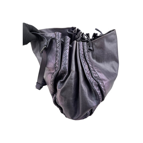Bottega Veneta Iridescent Purple Intrecciato Leather Scarabee Crossbody Bag