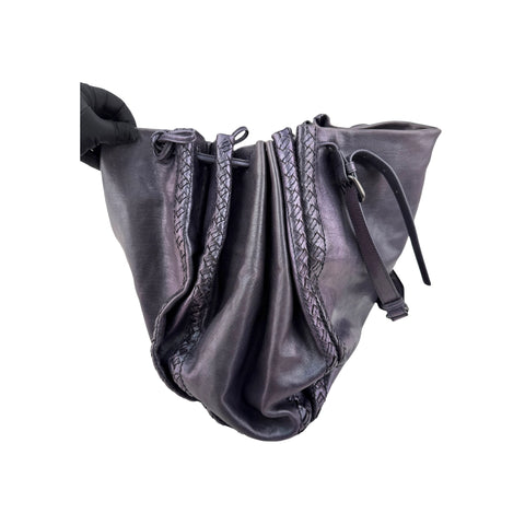 Bottega Veneta Iridescent Purple Intrecciato Leather Scarabee Crossbody Bag
