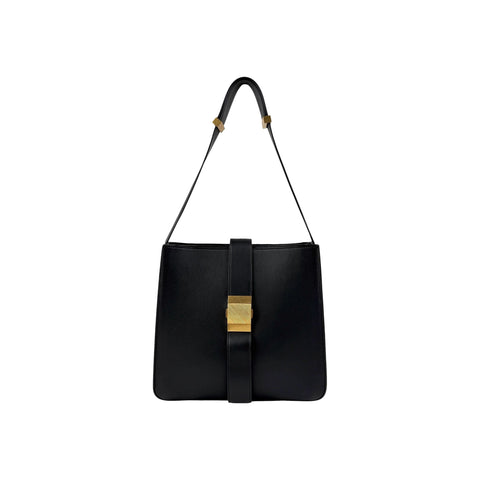 Bottega Veneta Marie Shoulder Bag Black Suede Leather Gold Hardware