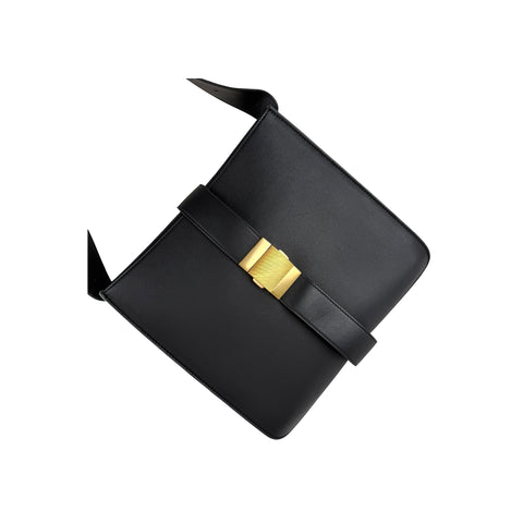 Bottega Veneta Marie Shoulder Bag Black Suede Leather Gold Hardware