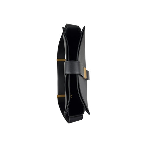 Bottega Veneta Marie Shoulder Bag Black Suede Leather Gold Hardware