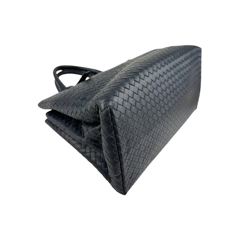 Bottega Veneta Navy Intrecciato Woven Nappa Leather Roma Tote Bag