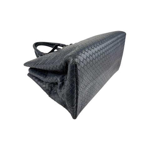 Bottega Veneta Navy Intrecciato Woven Nappa Leather Roma Tote Bag