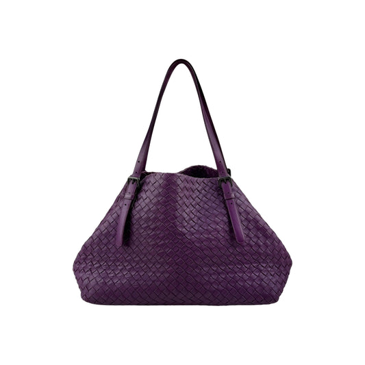 Bottega Veneta Purple Intrecciato Woven Nappa Leather Large Cesta Tote Bag