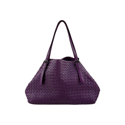 Bottega Veneta Purple Intrecciato Woven Nappa Leather Large Cesta Tote Bag