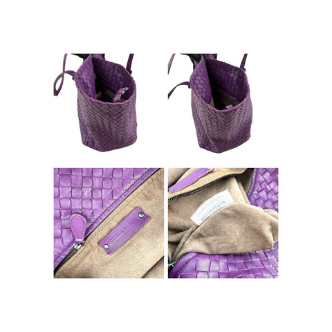 Bottega Veneta Purple Intrecciato Woven Nappa Leather Large Cesta Tote Bag