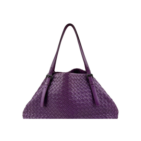 Bottega Veneta Purple Intrecciato Woven Nappa Leather Large Cesta Tote Bag