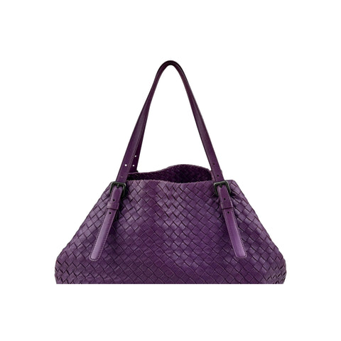 Bottega Veneta Purple Intrecciato Woven Nappa Leather Large Cesta Tote Bag