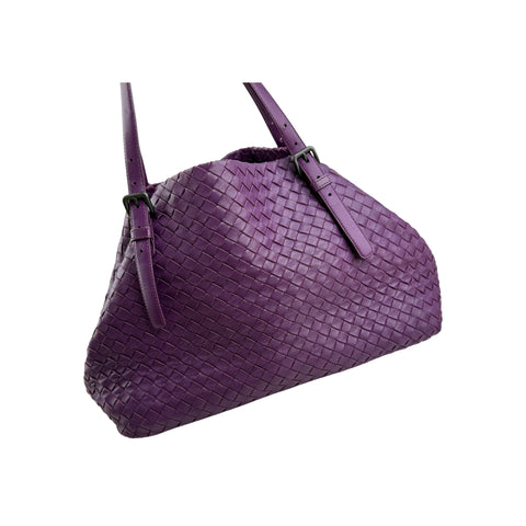 Bottega Veneta Purple Intrecciato Woven Nappa Leather Large Cesta Tote Bag