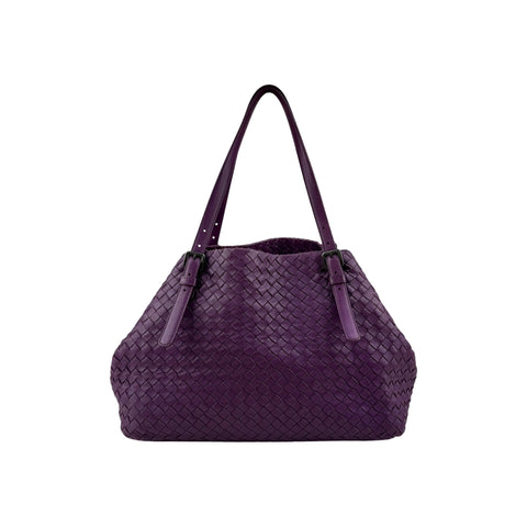 Bottega Veneta Purple Intrecciato Woven Nappa Leather Large Cesta Tote Bag