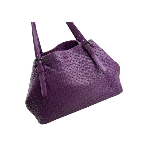 Bottega Veneta Purple Intrecciato Woven Nappa Leather Large Cesta Tote Bag