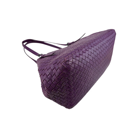 Bottega Veneta Purple Intrecciato Woven Nappa Leather Large Cesta Tote Bag