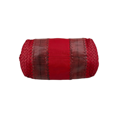 Bottega Veneta Red Intrecciato Woven Nappa Leather and Ayers Medium Cesta Tote Bag