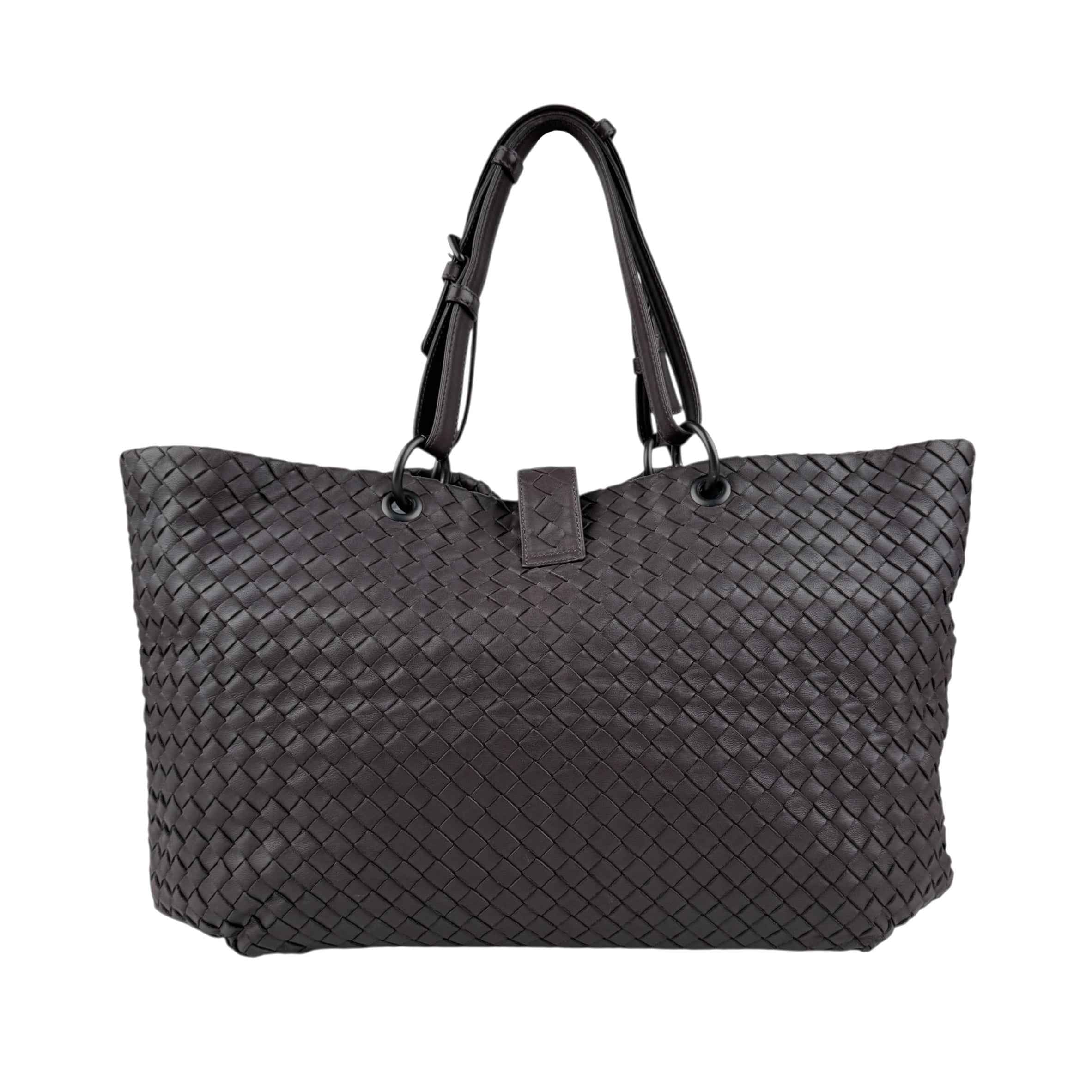 Bottega Veneta Roma Brown Intrecciato Leather Tote Bag