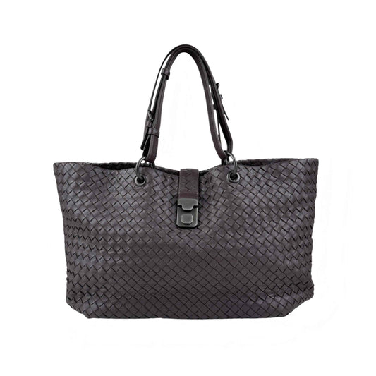 Bottega Veneta Roma Brown Intrecciato Leather Tote Bag