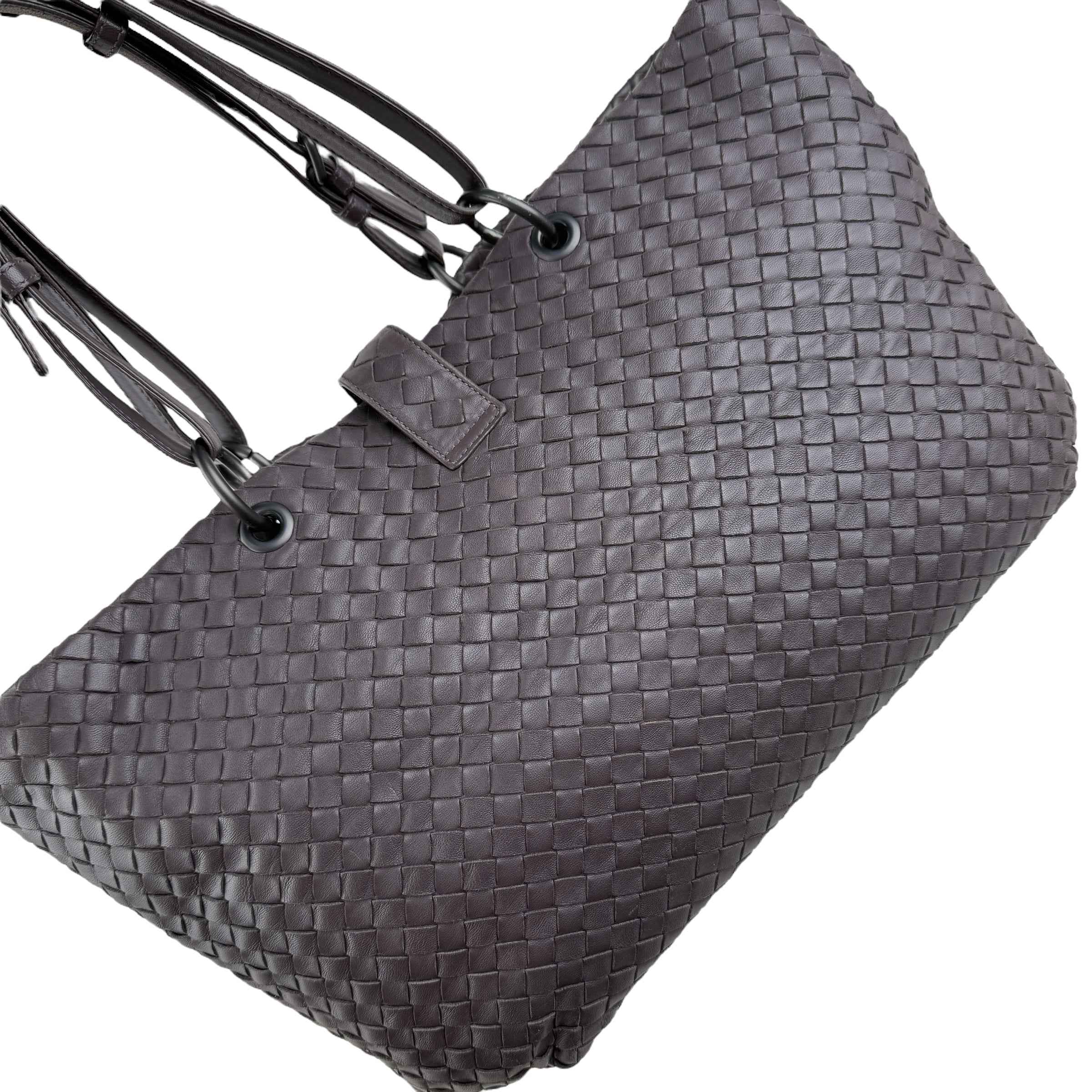 Bottega Veneta Roma Brown Intrecciato Leather Tote Bag