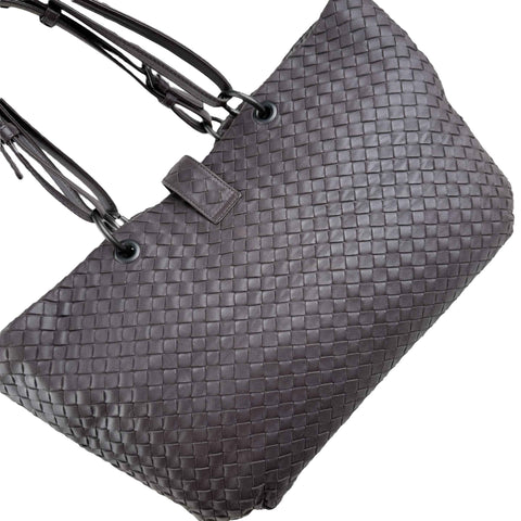Bottega Veneta Roma Brown Intrecciato Leather Tote Bag