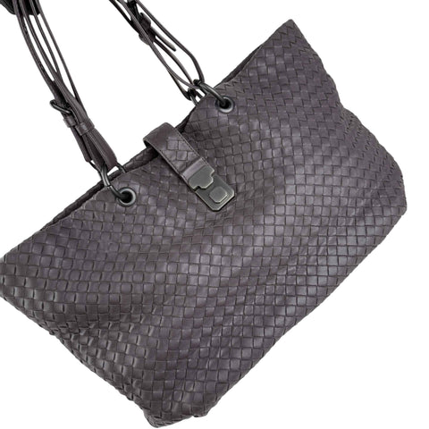 Bottega Veneta Roma Brown Intrecciato Leather Tote Bag