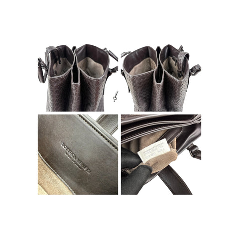 Bottega Veneta Roma Handbag in Brown Intrecciato Leather