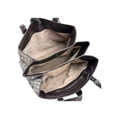 Bottega Veneta Roma Handbag in Brown Intrecciato Leather