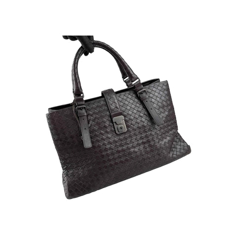 Bottega Veneta Roma Handbag in Brown Intrecciato Leather