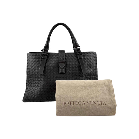 Bottega Veneta Roma Handbag in Brown Intrecciato Leather