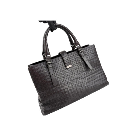Bottega Veneta Roma Handbag in Brown Intrecciato Leather