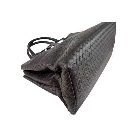 Bottega Veneta Roma Handbag in Brown Intrecciato Leather