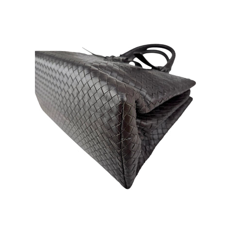 Bottega Veneta Roma Handbag in Brown Intrecciato Leather