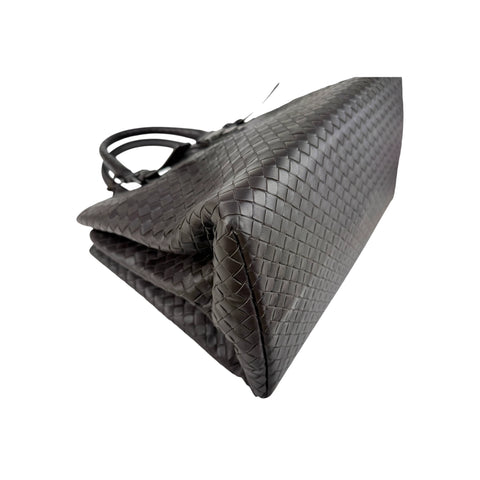 Bottega Veneta Roma Handbag in Brown Intrecciato Leather