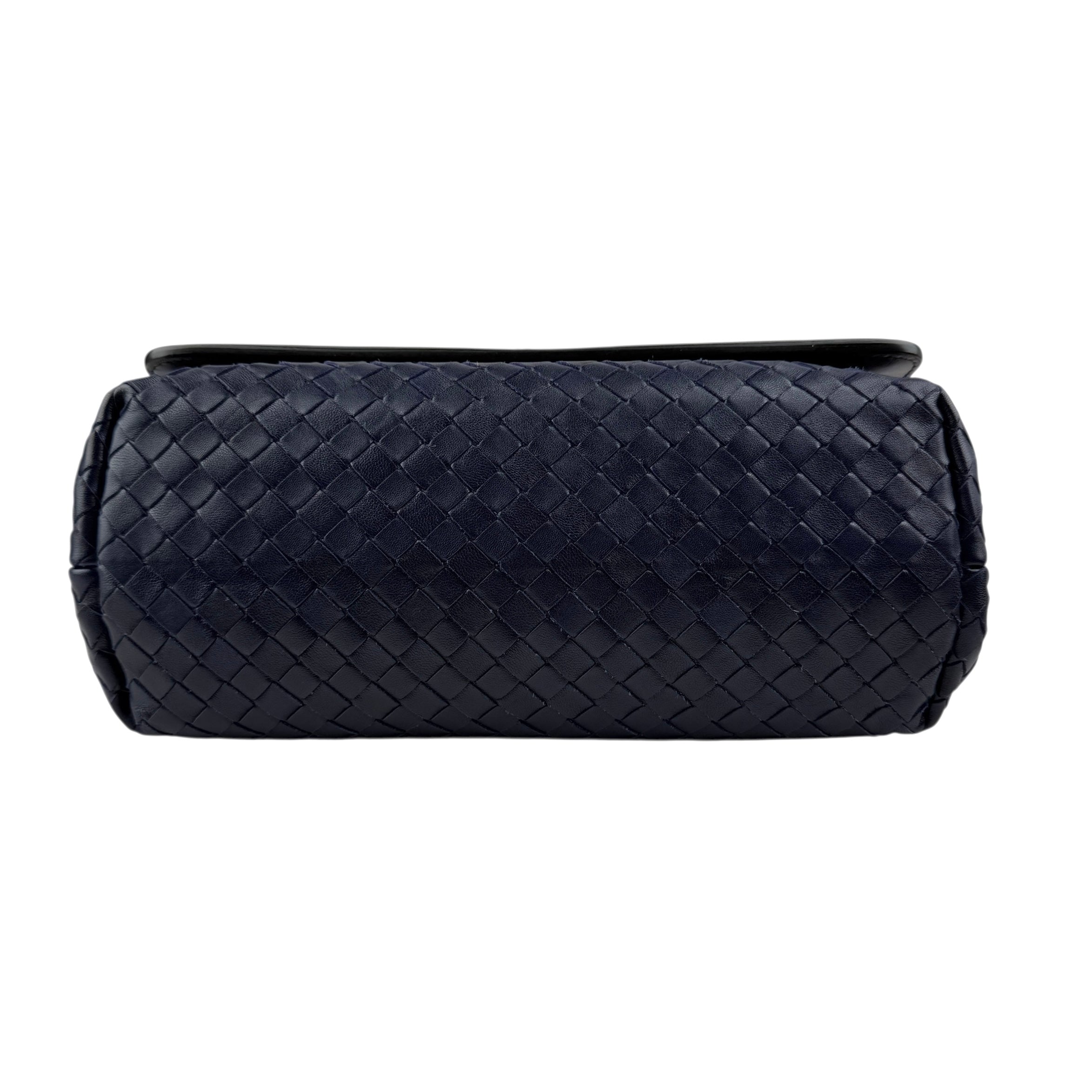 bottega veneta blue quilted leather olimpia knot shoulder bag bottom
