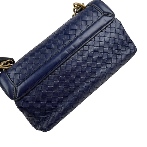 bottega veneta blue quilted leather olimpia knot shoulder bag left back 45