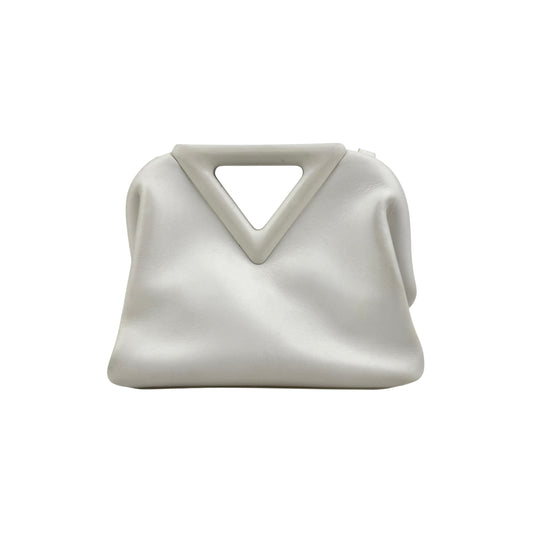 bottega veneta calfskin the point triangle bag chalk back