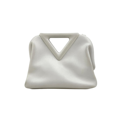 bottega veneta calfskin the point triangle bag chalk back