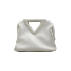 bottega veneta calfskin the point triangle bag chalk back