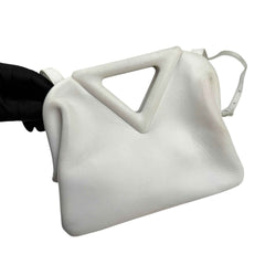 bottega veneta calfskin the point triangle bag chalk left back 45
