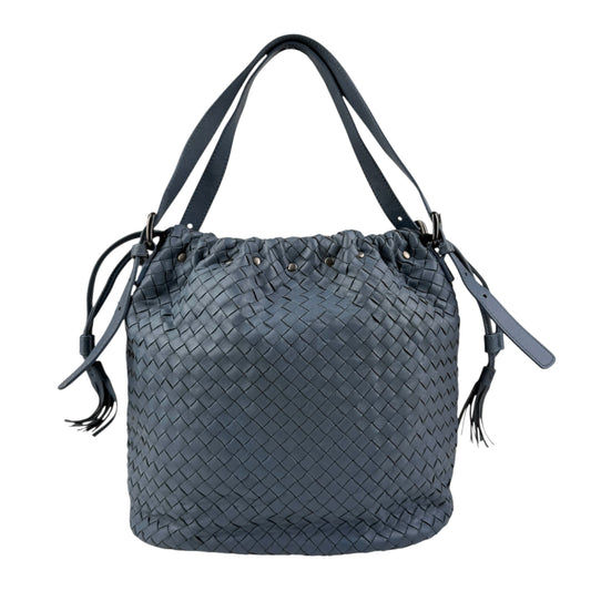 bottega veneta intrecciato blue leather shoulder bag back