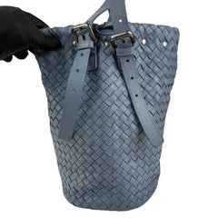 bottega veneta intrecciato blue leather shoulder bag right