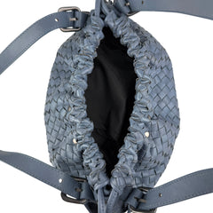 bottega veneta intrecciato blue leather shoulder bag top