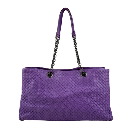 bottega veneta intrecciato purple tote bag front