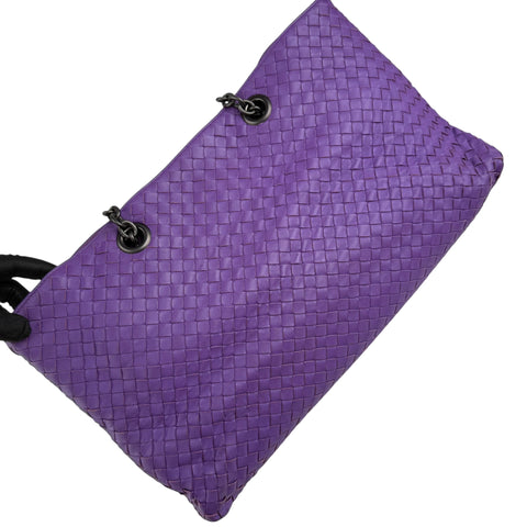 bottega veneta intrecciato purple tote bag left front 45
