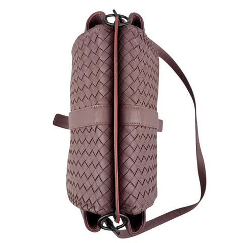 bottega veneta leather intrecciato double sided flap shoulder bag top