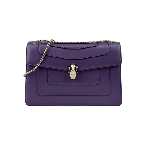 Bulgari Calfskin Serpenti Forever Shoulder Bag Purple