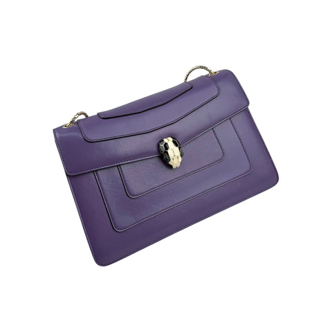 Bulgari Calfskin Serpenti Forever Shoulder Bag Purple