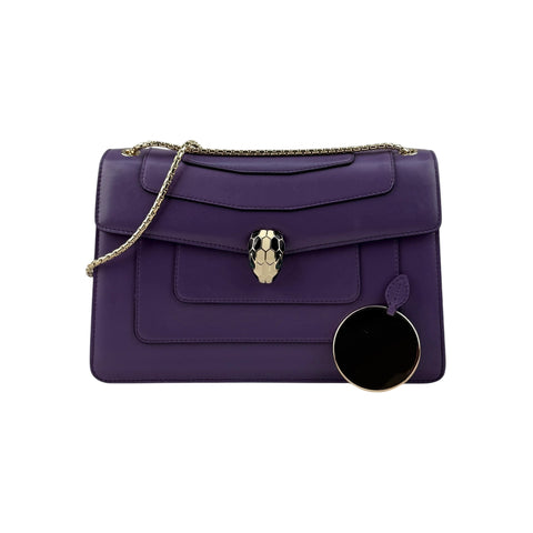 Bulgari Calfskin Serpenti Forever Shoulder Bag Purple
