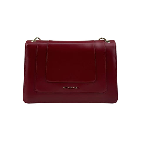 Bvlgari Leather Serpenti Forever Flap Bag Burgundy
